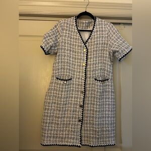 White and Black Tweed Dress